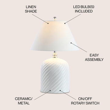 Serge Swirl 28.5" Ceramic Bohemian Glam LED Table Lamp - JONATHAN Y